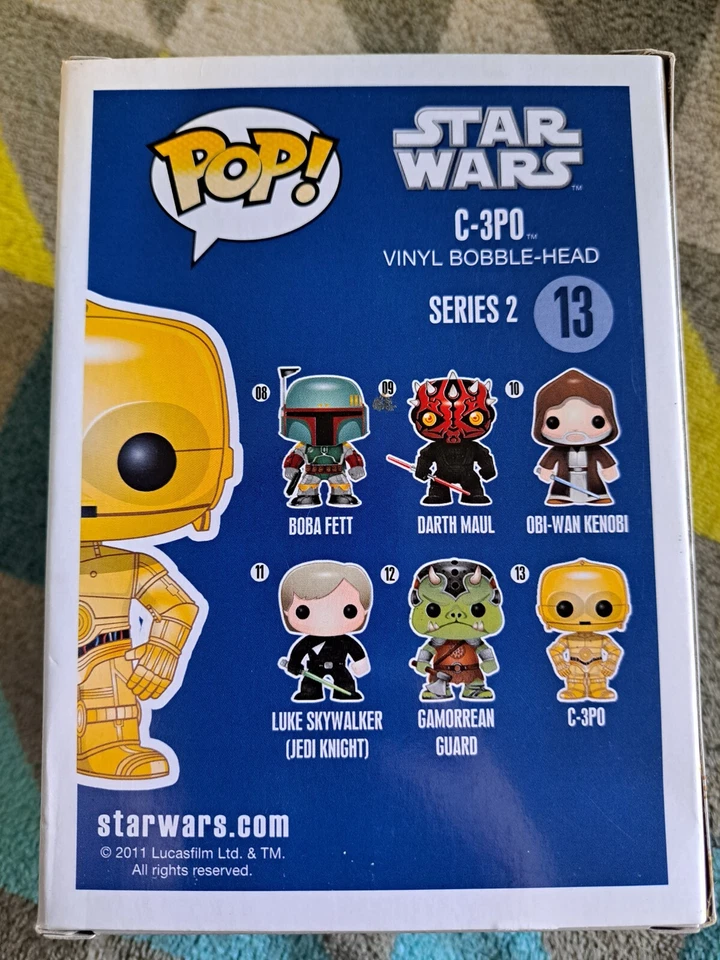 C-3PO Pop 13 - Star Wars Funko Pop! Vinilo - 1ª Edición 2012 Caja Azul Fuente Grande Foto 4 de 4