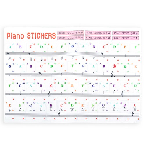 UK Piano Stickers Keyboard Music Note Chart Removable Decal 49 54 61 88 Keys - 第 12/12 張圖片