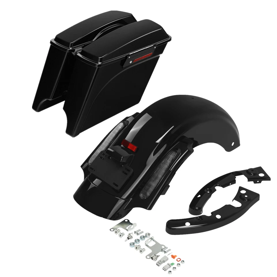 5" Stretched Hard Saddle Bag &Rear Fender For Harley Street Road Glide 09-13 10 - Image 2 of 4