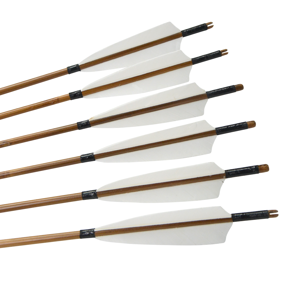 6/12pcs Bamboo Arrows 32" Archery 5'' Natural Feathers Traditional Bow