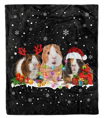 Funny Guinea Pigs Christmas Fleece Blanket, Cute Xmas Soft Blanket Bed Sofa
