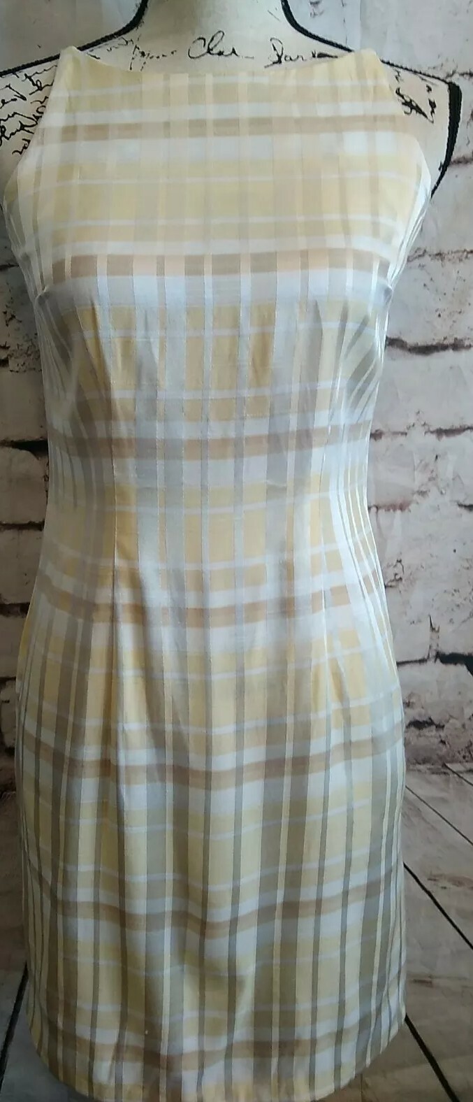 Preppy Modest Spring Easter  Sleeveless Plald Yel… - image 1