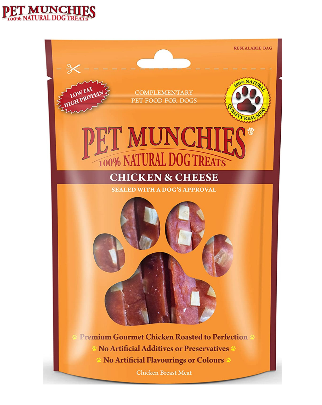 PET MUNCHIES CHICKEN & CHEESE PREMIUM DOG PUPPY CHEW TREATS MEAT LOW FAT 100G