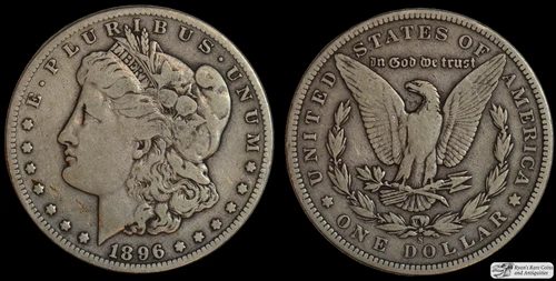 1896 S Morgan Silver Dollar, Fine+ Condition Nice Even Wear, Tough Date, C7087