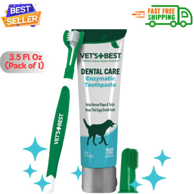 Vet's Best Dog Toothbrush & Enzymatic Toothpaste Kit - Teeth Cleaning, 3.5 Fl Oz