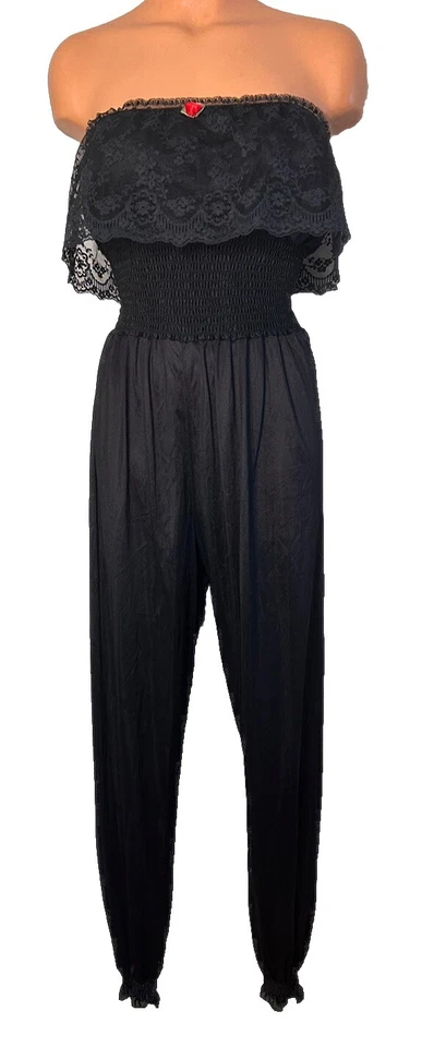 Mono Lencería De Colección Años 80 Undercover Wear Negro Encaje Volantes Nylon Talla Pequeña Foto 2 de 4