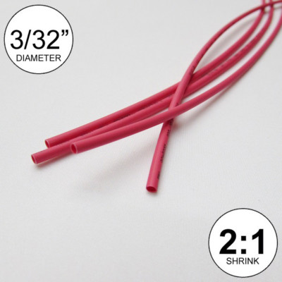 3/32'' ID Red Heat Shrink Tube 2:1 ratio wrap (6x9'' = 4 ft) inch/feet/to 2.5mm