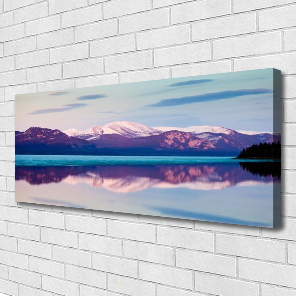 Impression sur toile montagne et lac 125x50 pour une déco de chambre relaxante