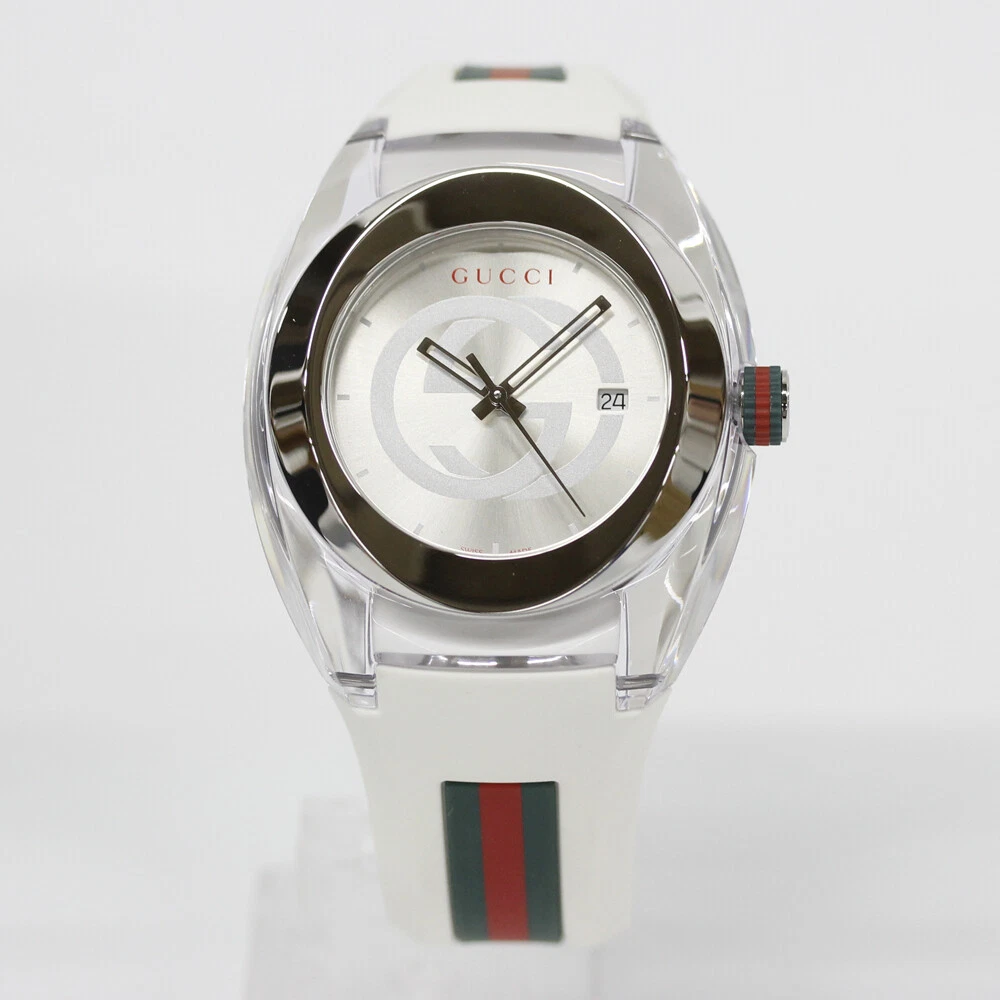 GUCCI SYNC YA137102A analogique quartz saphir cristal argent blanc