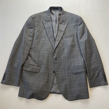 Stafford 44R Gray Windowpane Classic Travel Stretch Blazer Sport Coat Jacket