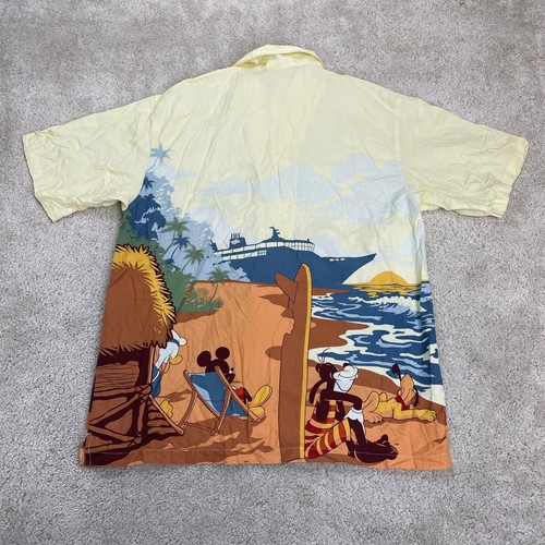 Disney Hawaiian Shirt Mens Medium Cruise Line Mickey Surfing Palm Tree Rare - Picture 9 of 15