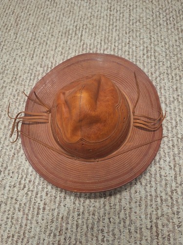 Vintage Handmade Traditional Brazilian Cowboy Brown Leather Hat - Picture 2 of 6