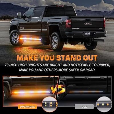 70-Inch Emergency Strobe Light Strip – 2-in-1 Amber/White LED Bar For Trucks, Plows, Work Vehicles