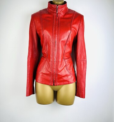 GERRY WEBER Very Soft REAL LEATHER Jacket RED Size 10 UK UK