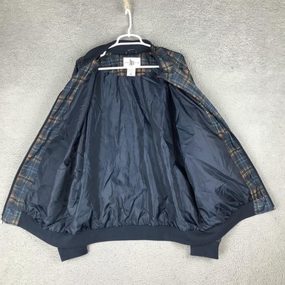 John Blair Jacket Mens XL Blue Plaid Full Zip Lightweight