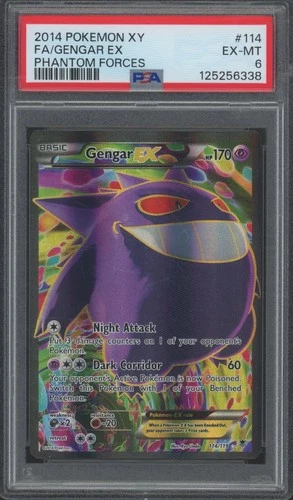 2014 Pokemon TCG X Y Phantom Forces Full Art #114 Gengar ex PSA 6