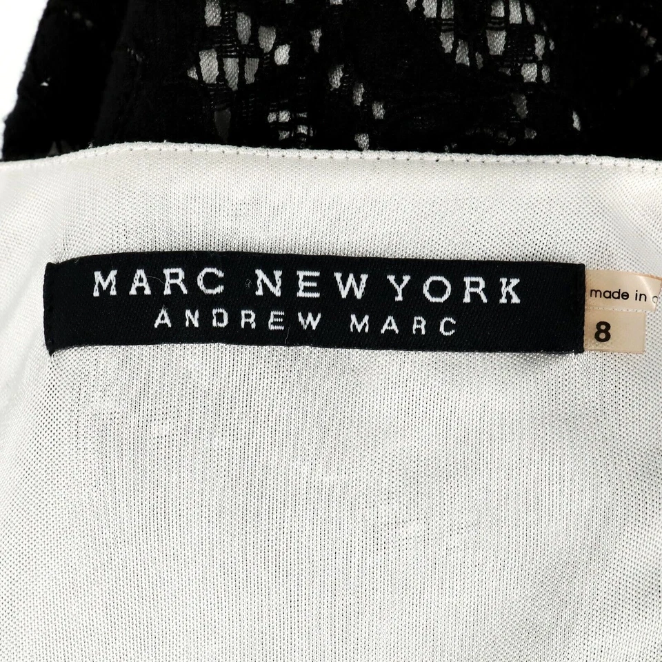 Vestido Andrew Marc NY Para Mujer 8 Negro Encaje Transparente Forrado Cremallera Fiesta Boda LBD Foto 3 de 4