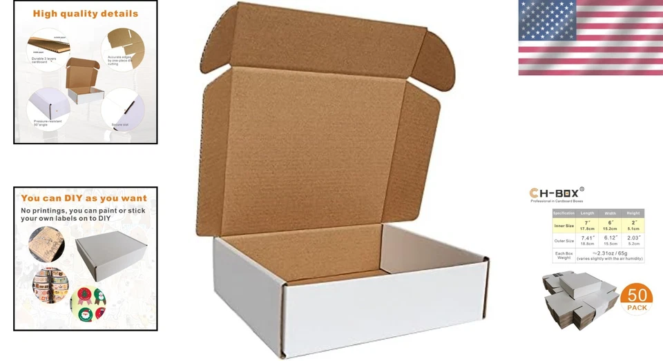 Eco-Friendly Shipping Boxes 7x6x2'' 50 Pack - Image 2 of 4