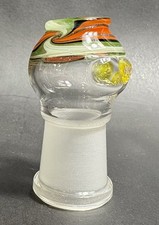 USA Glass Heady Glass Dome 18mm Orange, Blue, Black Swirls, Hookah - Made in USA