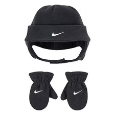 Nike Baby Boys Toddler 2 Piece Hat Mittens Set New Fleece Chin Trapper Cap
