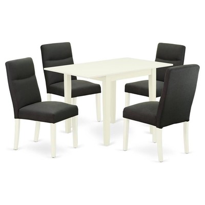 East West Furniture Norden 5-piece Wood Dining Set in White/Dark Gotham Gray