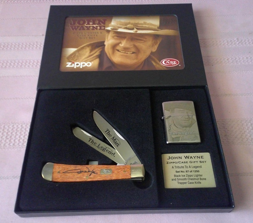 NIB USA Made Uber Rare John Wayne Case XX Knife & Zippo Lighter Low #67 of 1250!