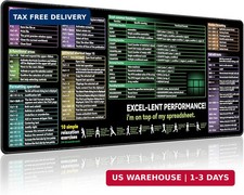 Excel Cheat Sheet Desk pad excel Mouse pad Contains Excel Shortcut Keys,Lager Mo