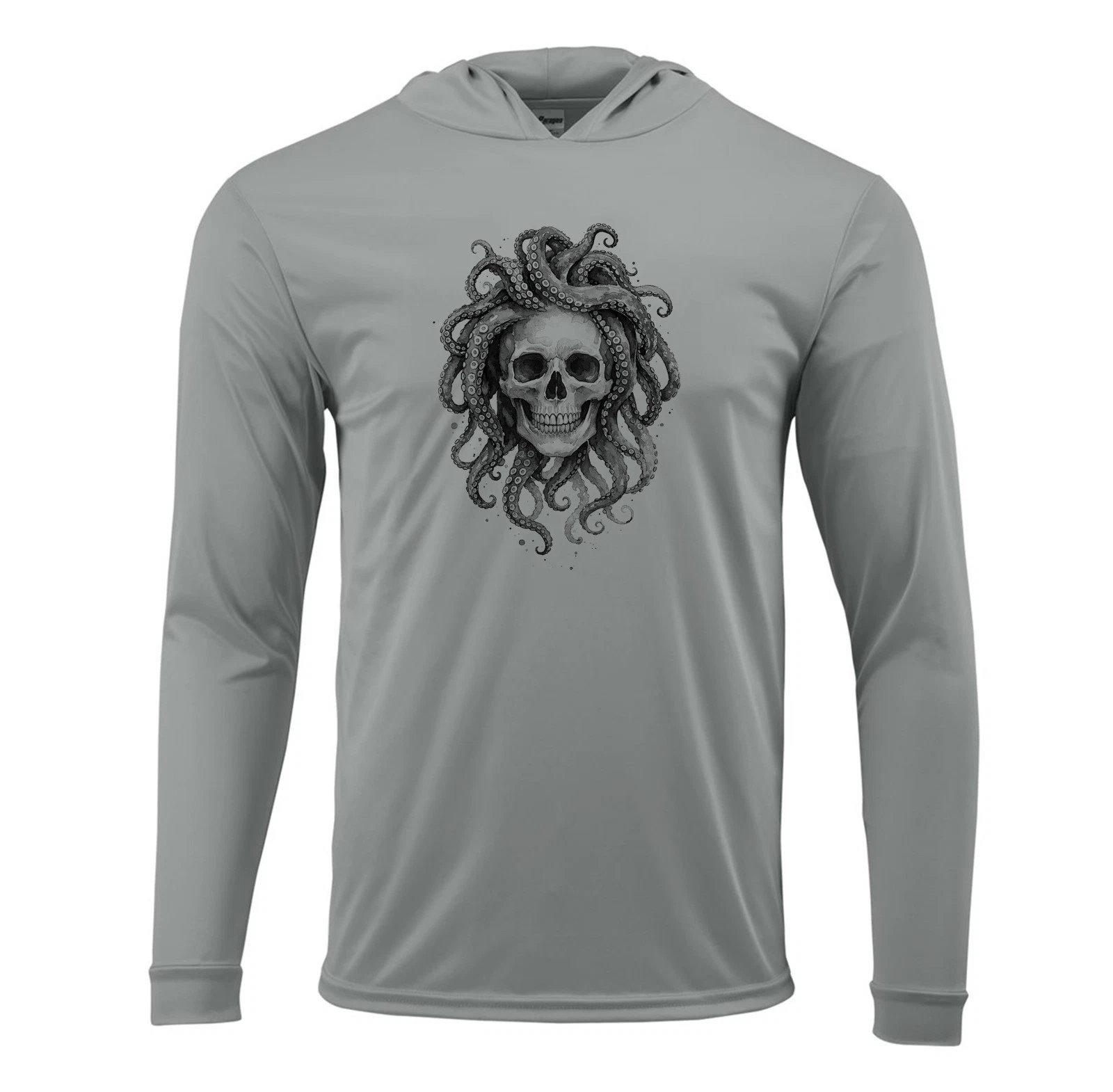 Octopus Skull Fishing Sport UV Protected UPF 50 Long Sleeve T-Shirt Hood Dry Fit