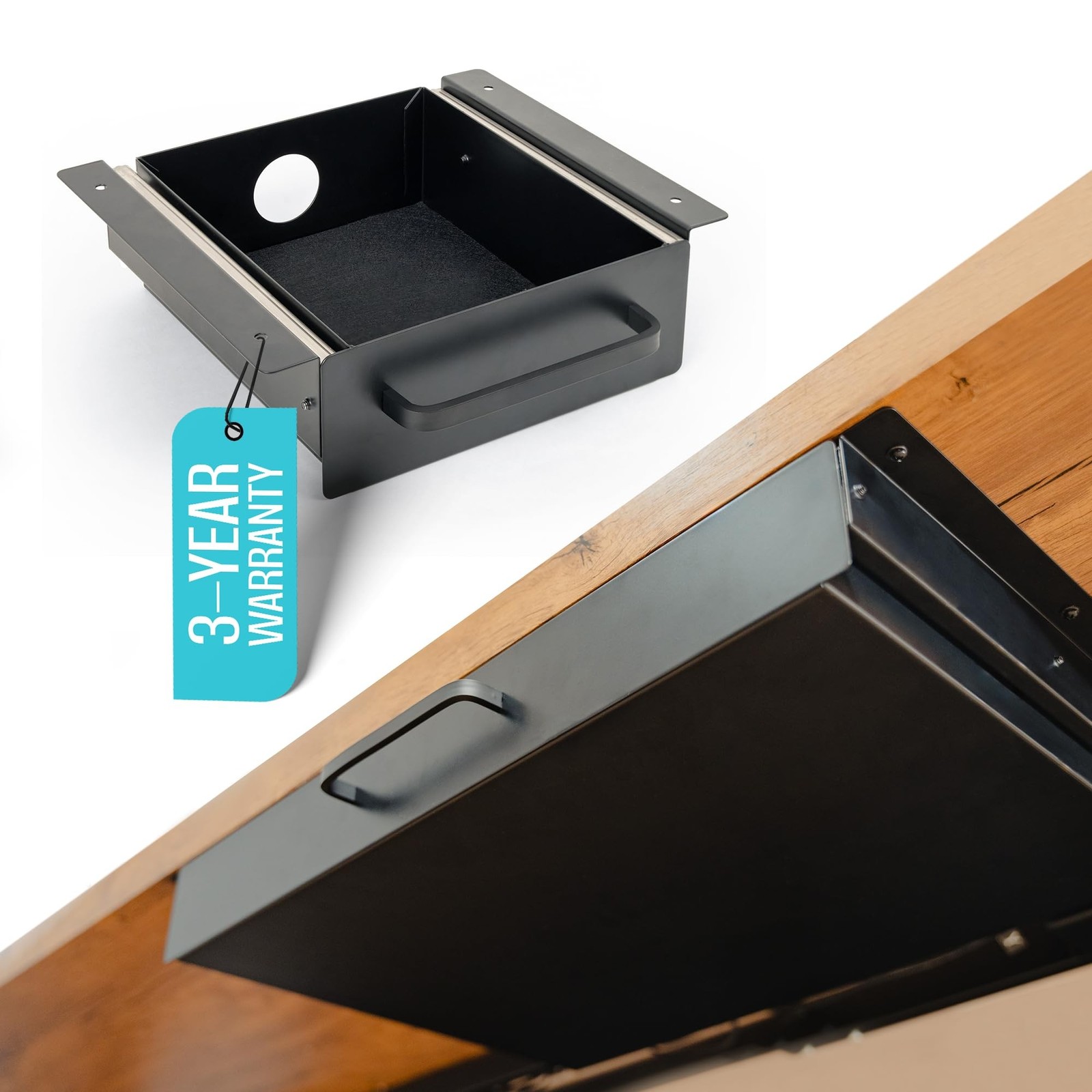 Under Desk Drawer Slide Out Attachment - Carbon Steel Underm