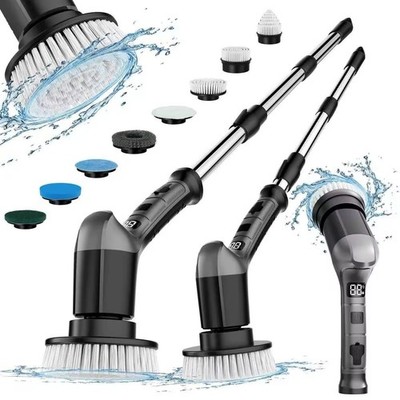 Cordless Electric Spin Scrubber with 8 Brush Heads & Extendable Handle
