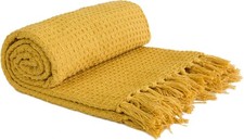 Emma Barclay Honeycomb Throw 50 x 60 Ochre, 100% Cotton, 50x60 (127x152cm), HON