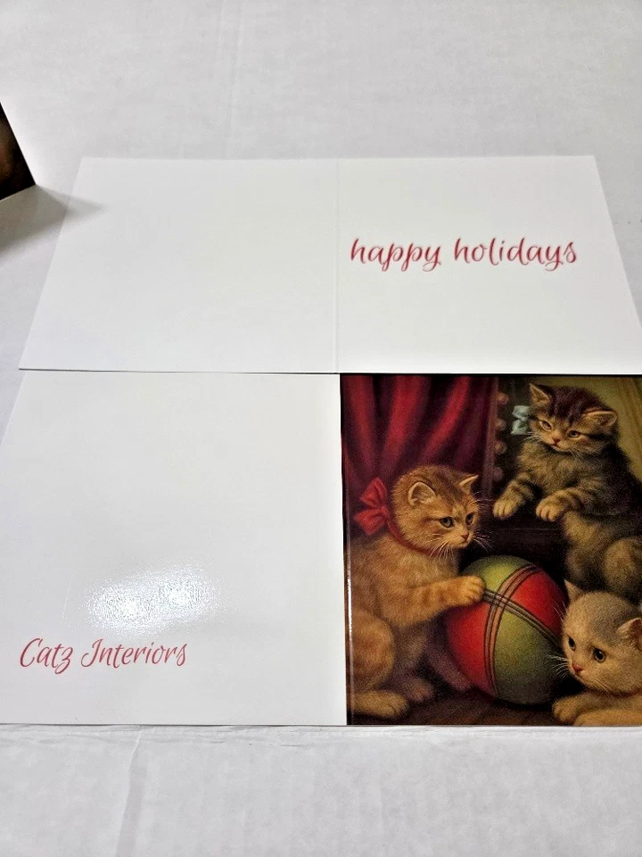 Tarjetas de Navidad de gato victoriano - Juego de 5 - Tarjetas de felicitación de inspiración vintage Foto 2 de 4