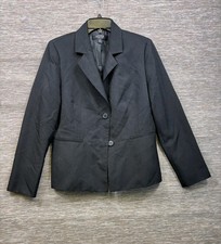 Kasper Blazer Jacket Womens Sz 10 Black Single Breasted 2 Buttons Casual Career