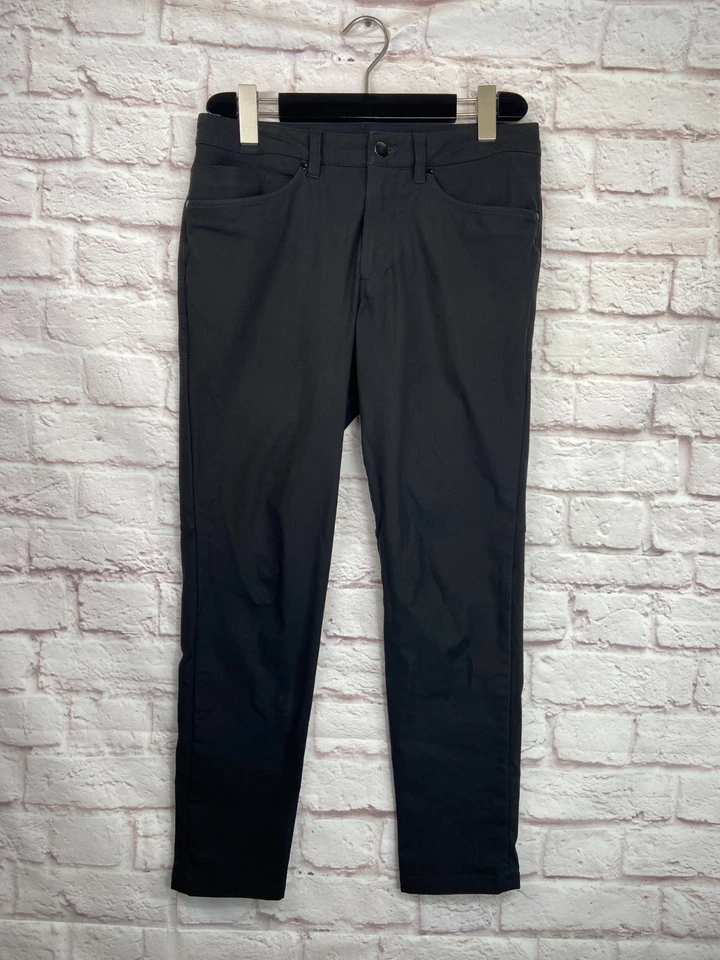 Pantalones/pantalones vaqueros LULULEMON para hombre negros TELA ELÁSTICA AJUSTADOS 32x28 Foto 4 de 4