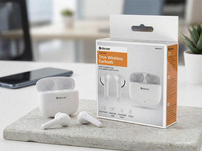 Denver TWE-48W Earbud Touch White Kopfhörer kabellos In-Ear Bluetooth USB-C