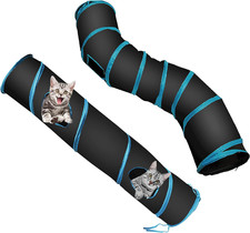 S Cat Tunnel Collapsible Pop-Up Pet Tube Hideaway Play Toy with Ball 1 Way, Bla