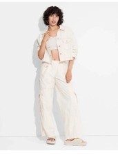 Women's Mid-Rise Wide Leg Pull-On Cargo Pants - Wild Fable - Off White Sz XXS