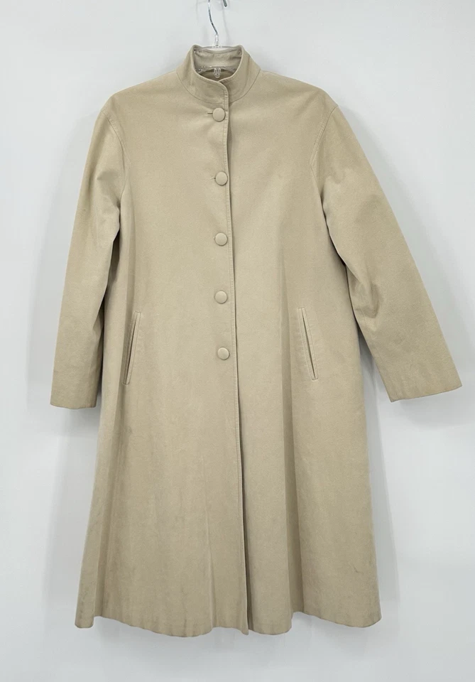 vintage 70s ULTRA SUEDE coat trench faux suede mod retro beige mid calf M - Image 2 of 4