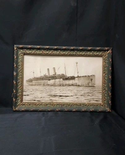 Ca. 1919 Lg PHOTO USS AMERICA NAVY SHIP w/ US Sailors On Deck Transport Back WW1