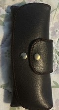 Double Snap Belt Loop Eyeglass Case Felt Lined Brown PU 1 Case Used