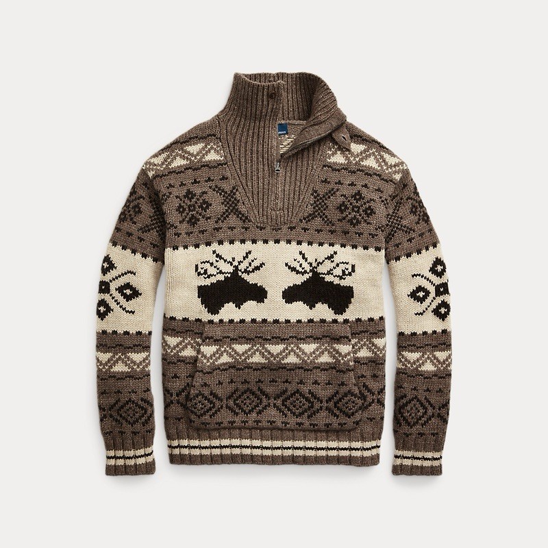 Polo Ralph Lauren Moose-Intarsia  1/4 Zip Jumper Size L BNWT £ RRP 1100