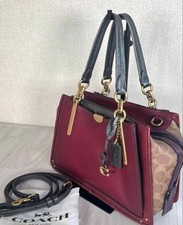 Coach burgundy/beige 2 way shoulder bag 295146