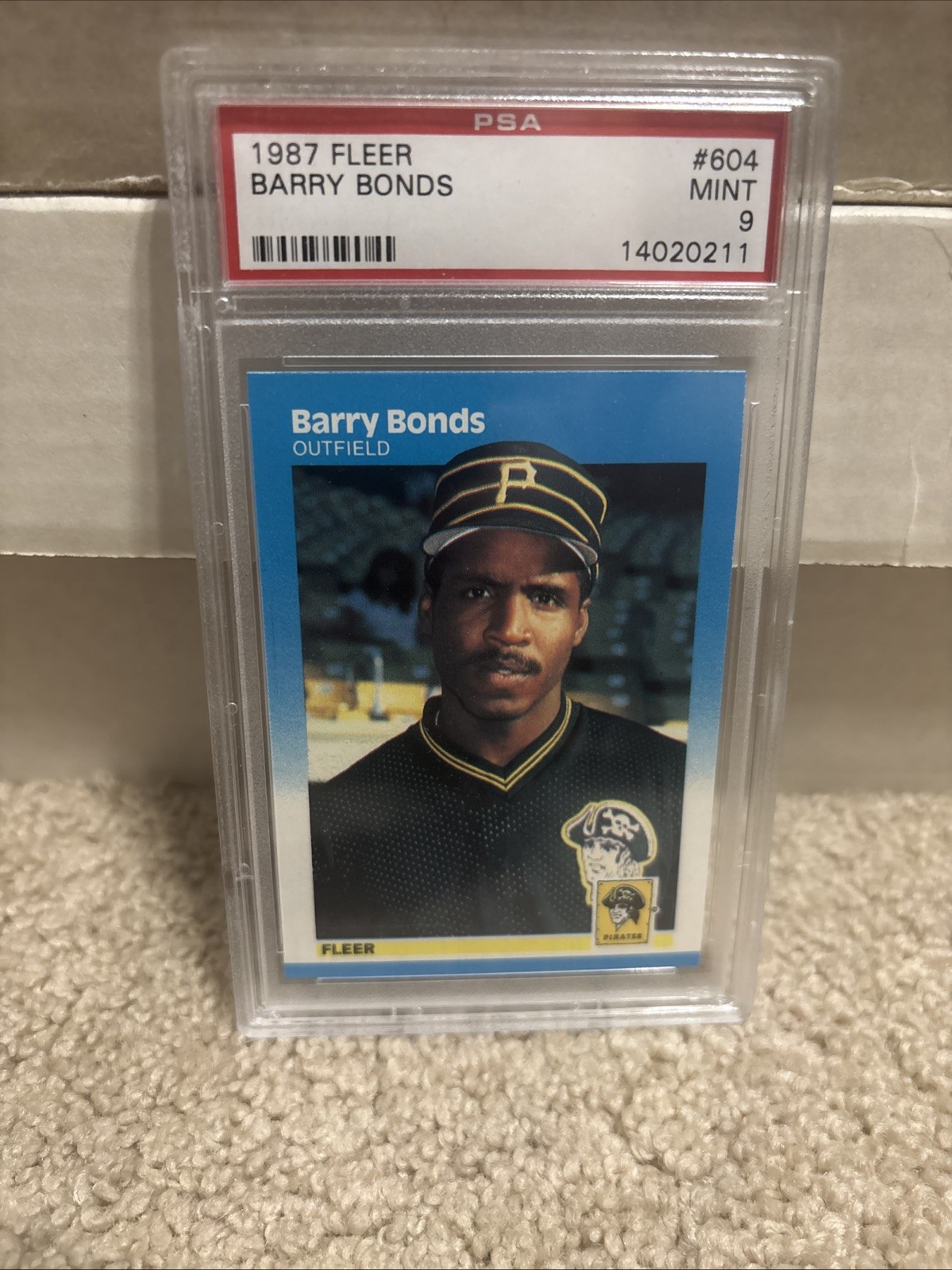 1987 Fleer Barry Bonds PSA 9 Rookie RC Pirates #604 view 3