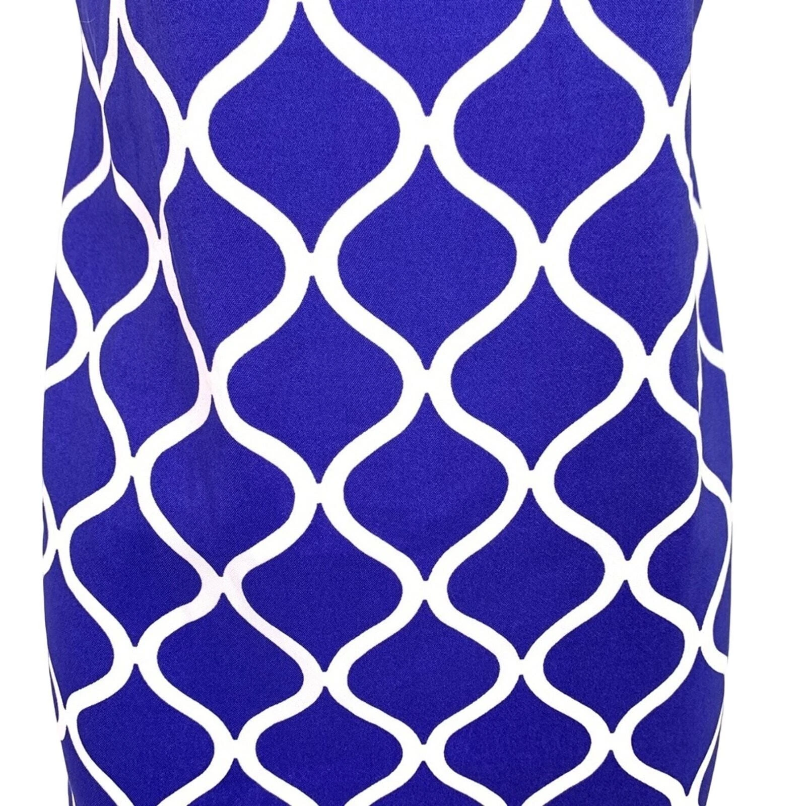 Abito smanicato Alyx tubino donna lunghezza ginocchio elasticizzato blu bianco stampa tg 6