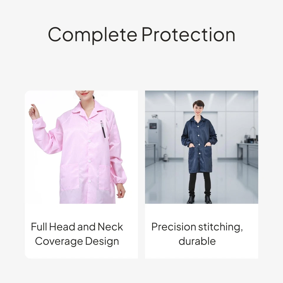 Anti-Static Lab Coat with Hood, Dustproof Workwear - Image 3 of 4