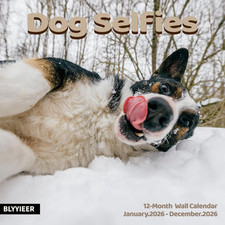 Dog Selfies 2026 Wall Calendar  12" x 24" Open Hangable Monthly  Thick  Sturd