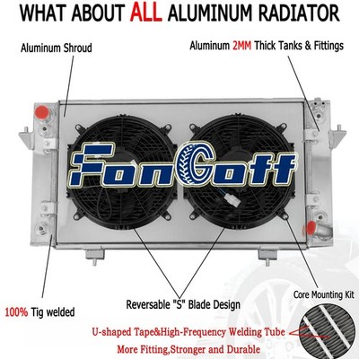 4Rows Radiator Shroud+Fan FIT 1987-1995 Land Rover Discovery Range RO3010105 ESR
