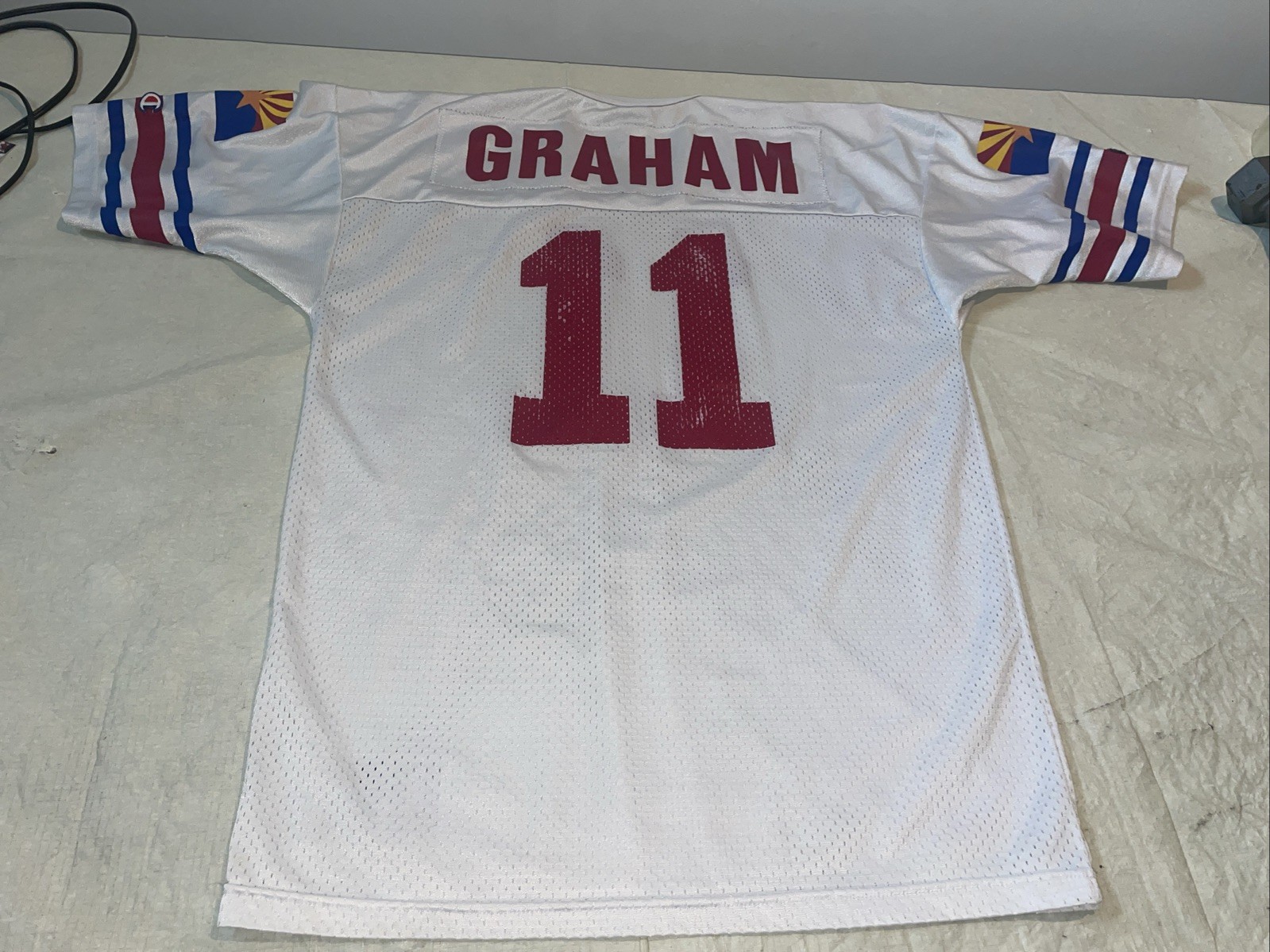 Kent graham Arizona Cardinals Champion Jersey Mens 44 Vintage 90s NFL Euc White