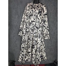 Future Collective Kahala Barfield Brown Dress 3X Black White Abstract Workwear