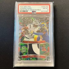 🩴MZS 2024 PANINI SPECTRA CRUSH RELIC PATCH NEON MARBLE 3/4 JA'MARR CHASE PSA8